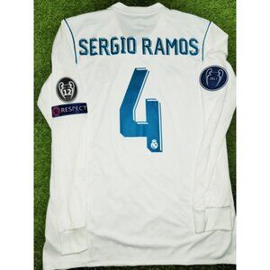 Ramos Real Madrid 2017 2018 UEFA FINAL Long Sleeve Soccer Jersey Shirt M SKU# B3
